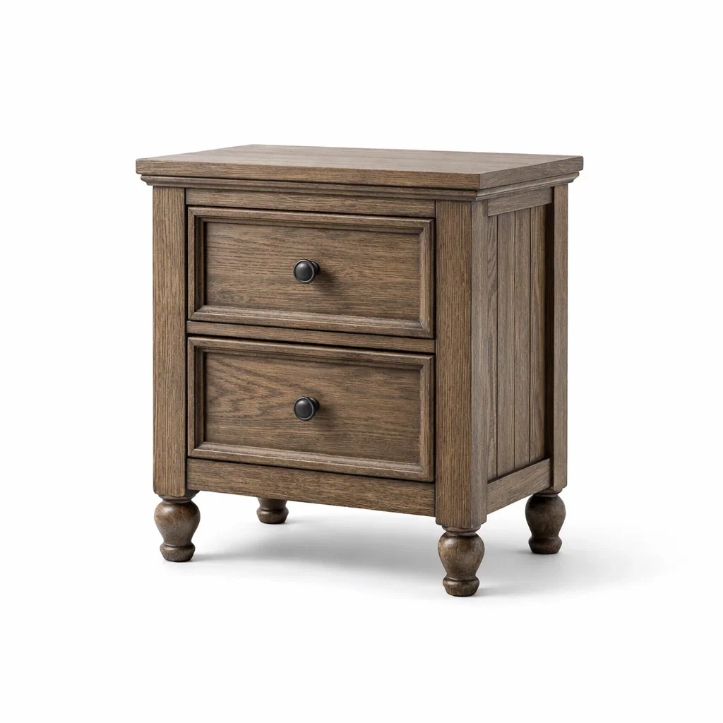 Table de chevet en bois de chêne avec 2 tiroirs-Luxen Ooks Pace