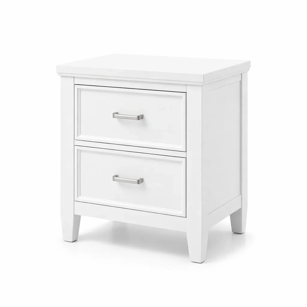 Table de chevet en bois blanc avec 2 tiroirs 50 x 40 x 60 cm-Luxen Ooks Pace
