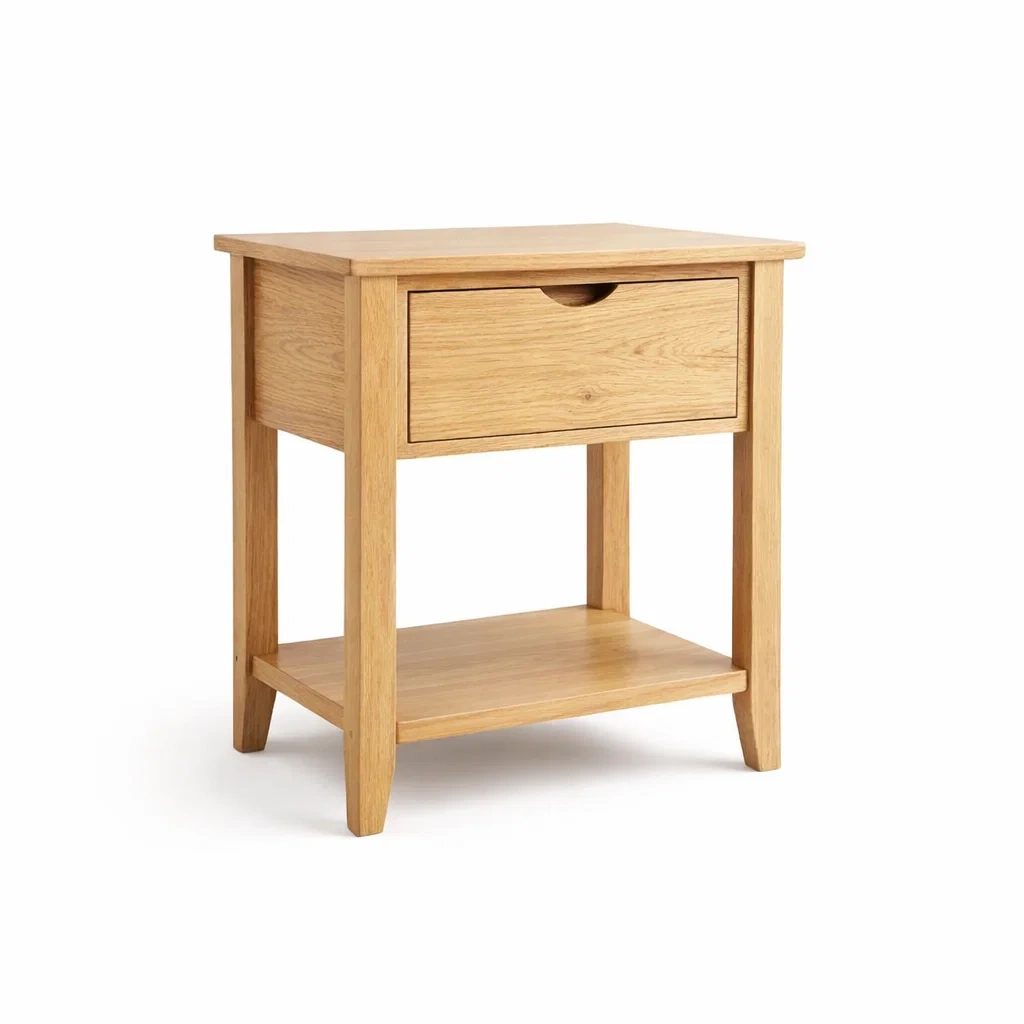 Table de chevet en chêne avec tiroir et étagère-Luxen Ooks Pace
