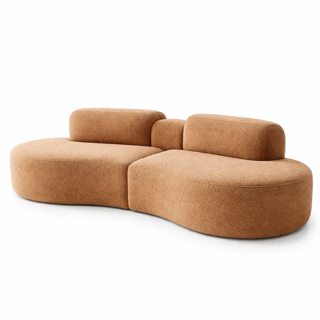 Canapé modulable en tissu bouclé marron 280 x 140 x 80 cm-Luxen Ooks Pace