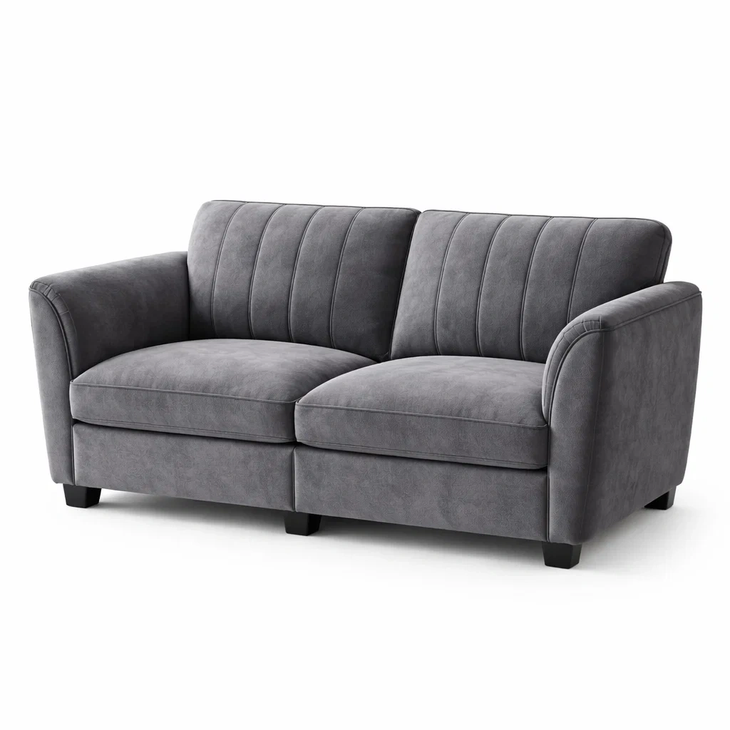Canapé 2 places en tissu microfibre gris-Luxen Ooks Pace