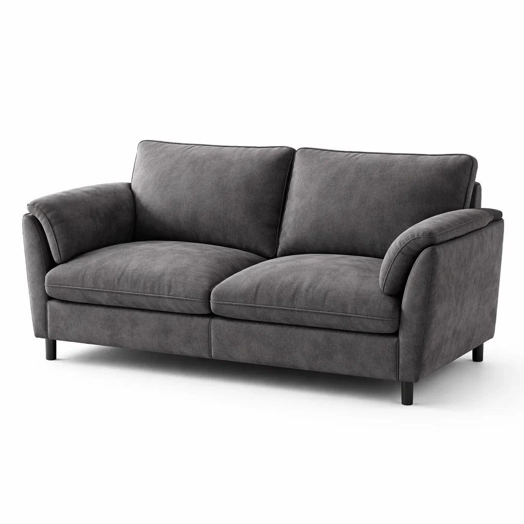 Canapé 2 places en tissu polyester gris-Luxen Ooks Pace