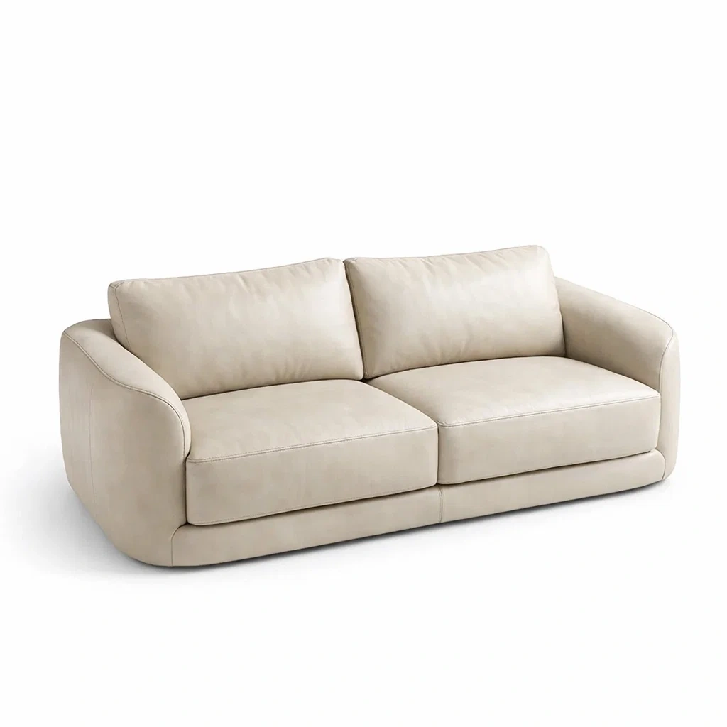 Canapé 3 places en cuir beige-Luxen Ooks Pace