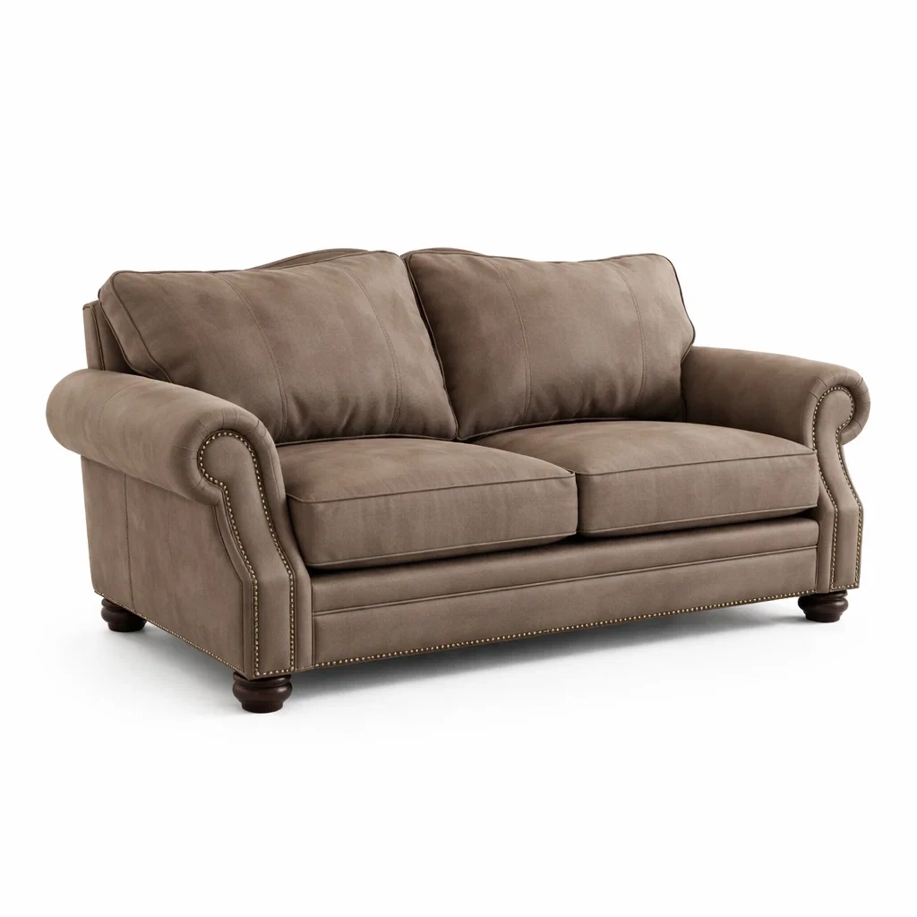 Canapé 2 places en microfibre marron-Luxen Ooks Pace
