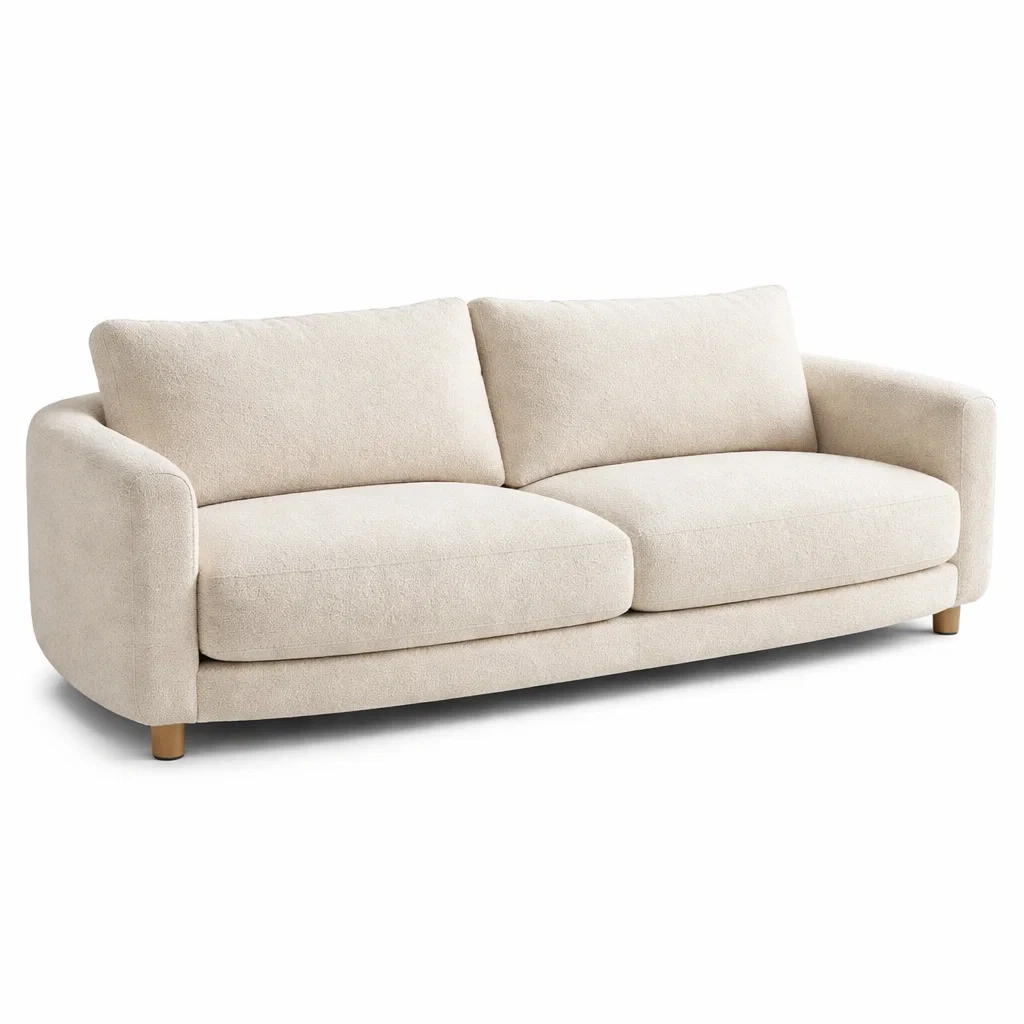 Canapé 3 places en bois et tissu polyester beige-Luxen Ooks Pace