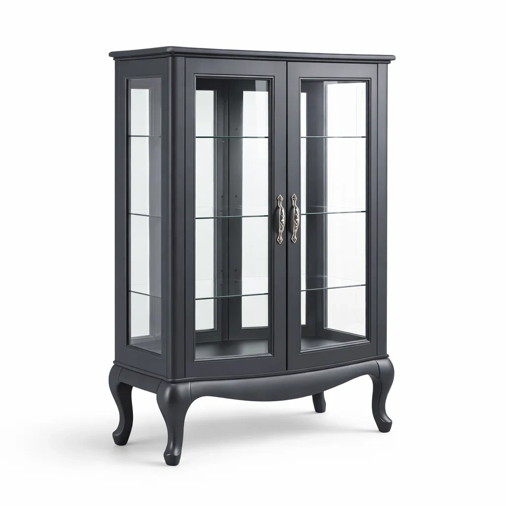 Vitrine en bois noir avec 2 portes en verre et 3 étagères-Luxen Ooks Pace