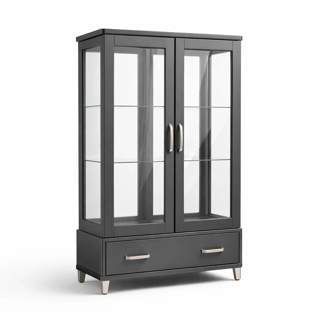 Vitrine en bois noir et verre trempé-Luxen Ooks Pace