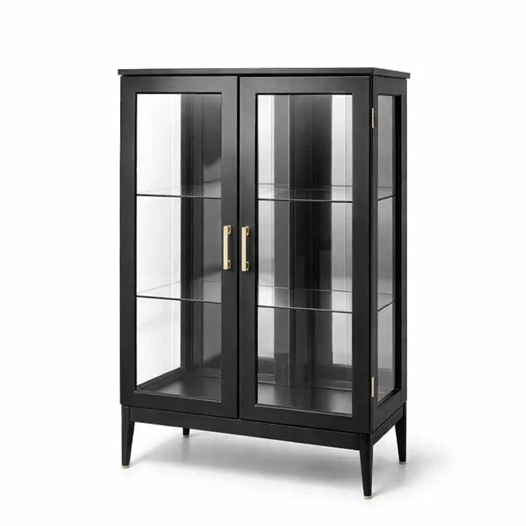Vitrine en métal et verre trempé noir-Luxen Ooks Pace