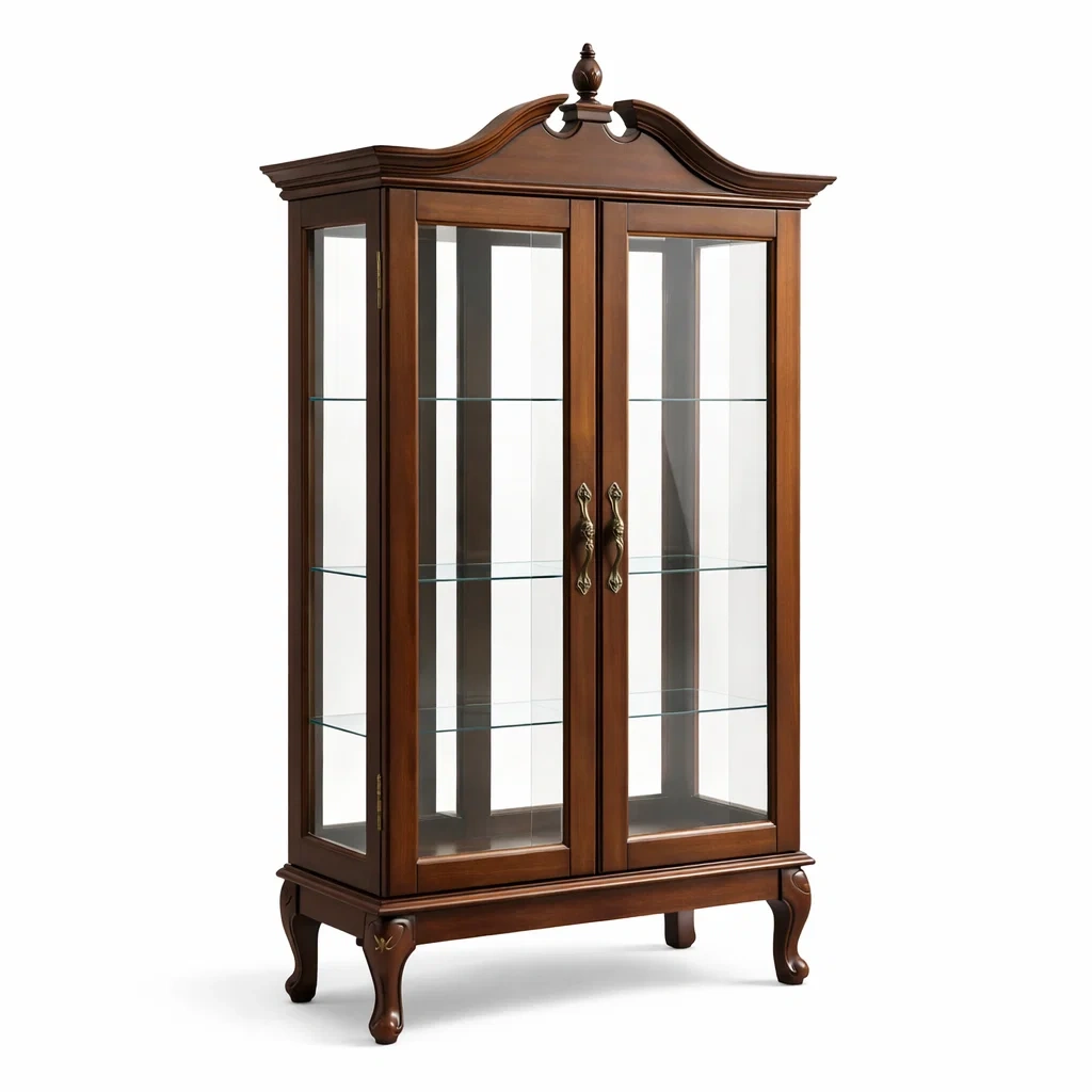 Vitrine en bois marron avec portes en verre trempé-Luxen Ooks Pace
