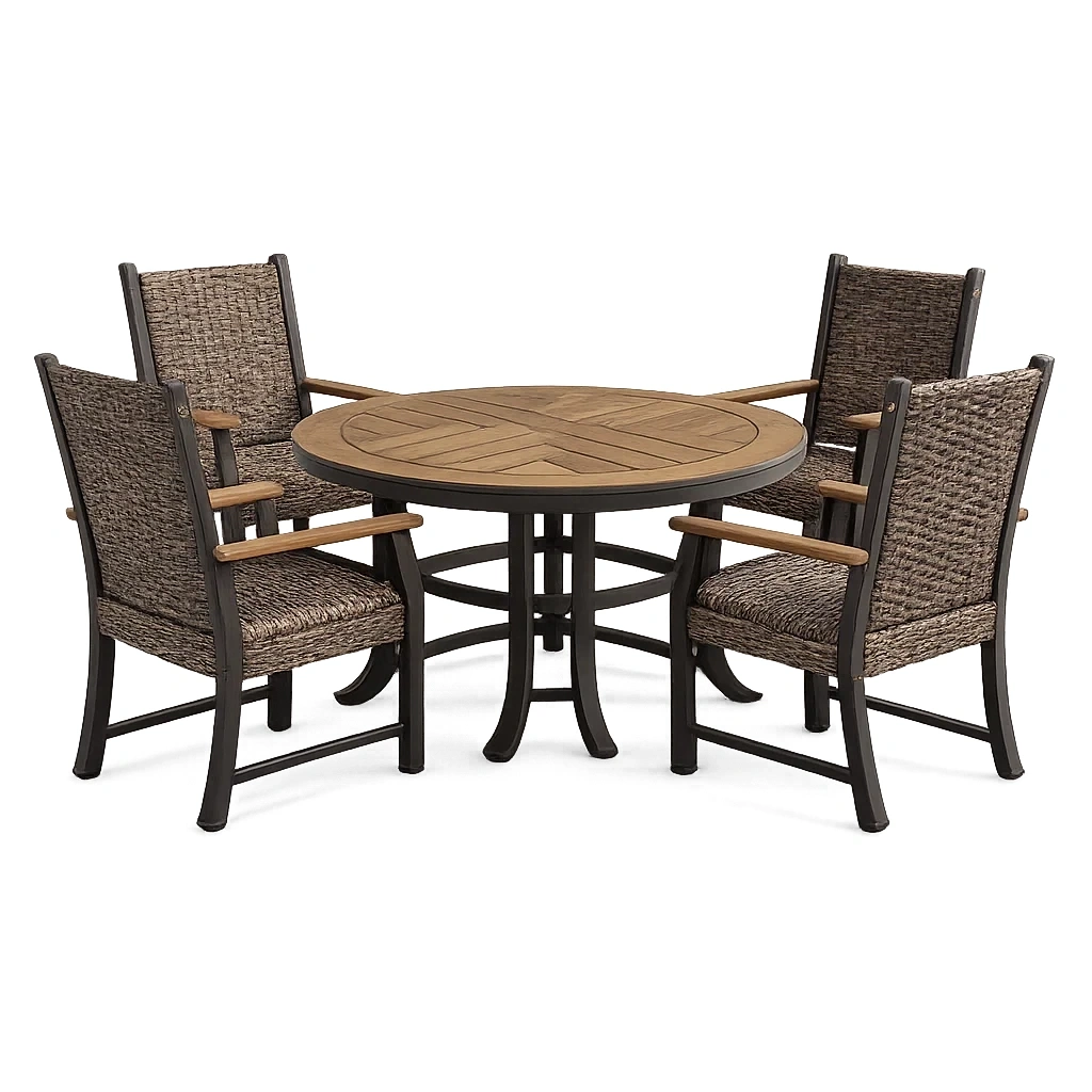 Ensemble table et chaises de terrasse en aluminium et résine tressée-LUXERETREATHOME