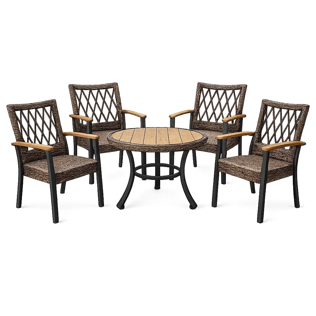 Ensemble table et chaises de terrasse en métal et résine-LUXERETREATHOME
