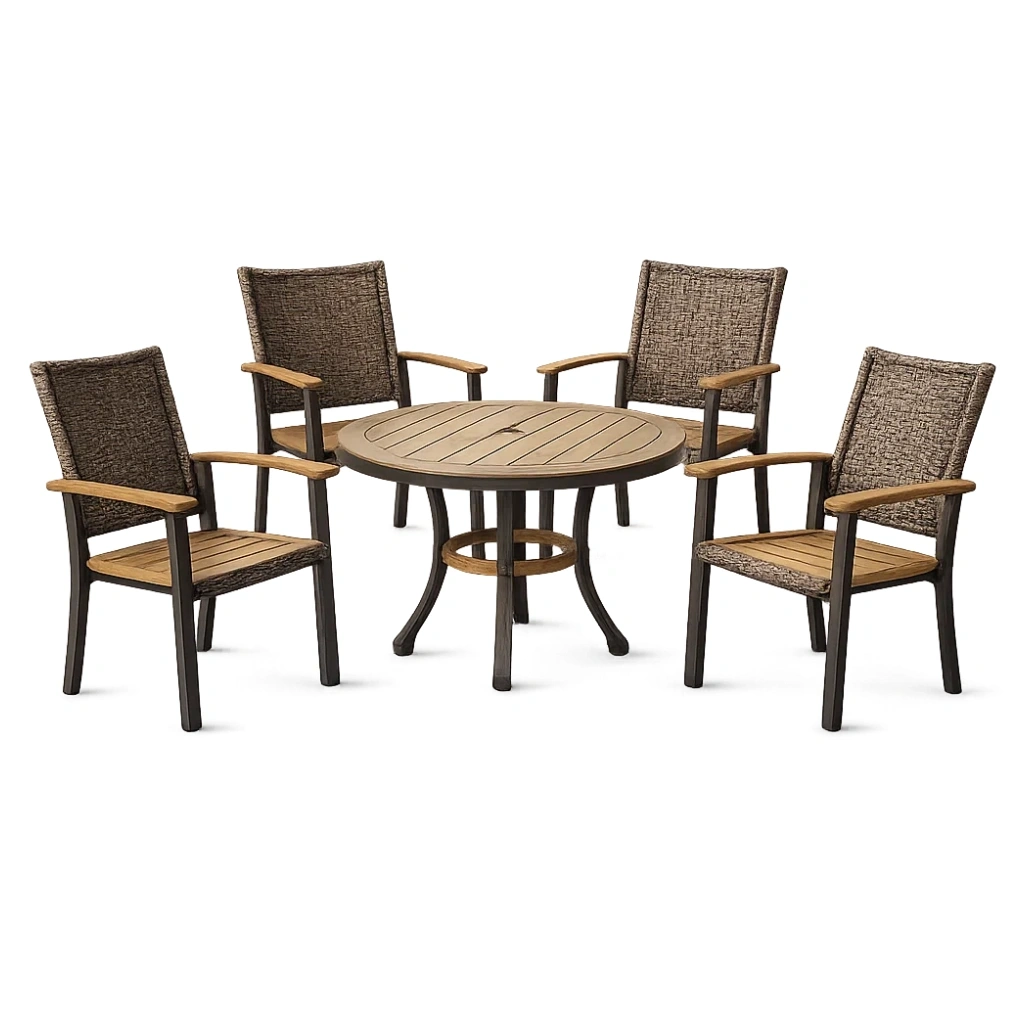 Ensemble table et chaises de terrasse en aluminium et résine 5 pièces-LUXERETREATHOME