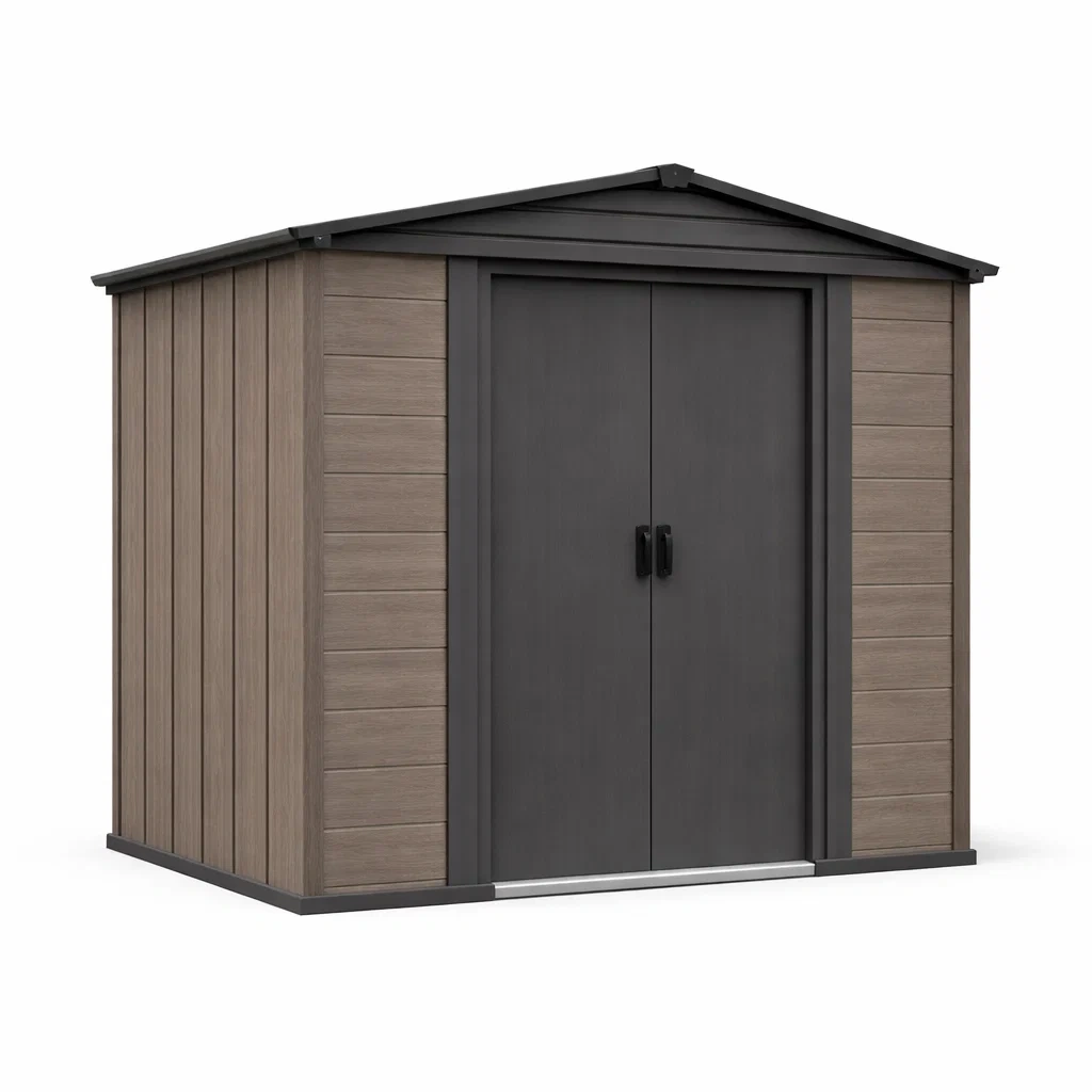 Abri de jardin en résine composite marron gris 185 x 152 x 226 cm-LUXERETREATHOME