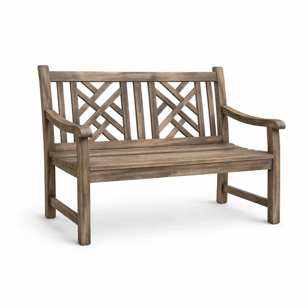 Banc d'extérieur en bois d'acacia à motif croisillon marron-LUXERETREATHOME