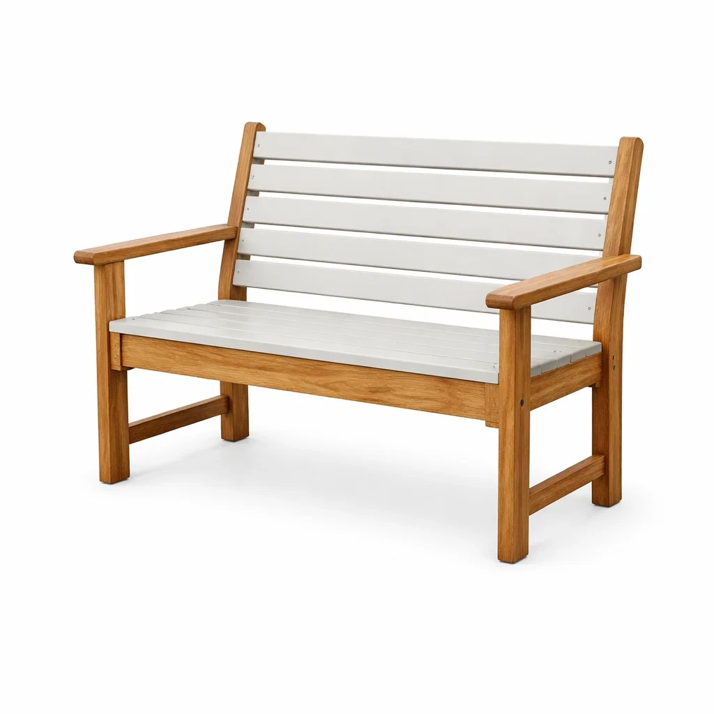 Banc d'extérieur en bois d'acacia et plastique beige 120x62x85 cm-LUXERETREATHOME