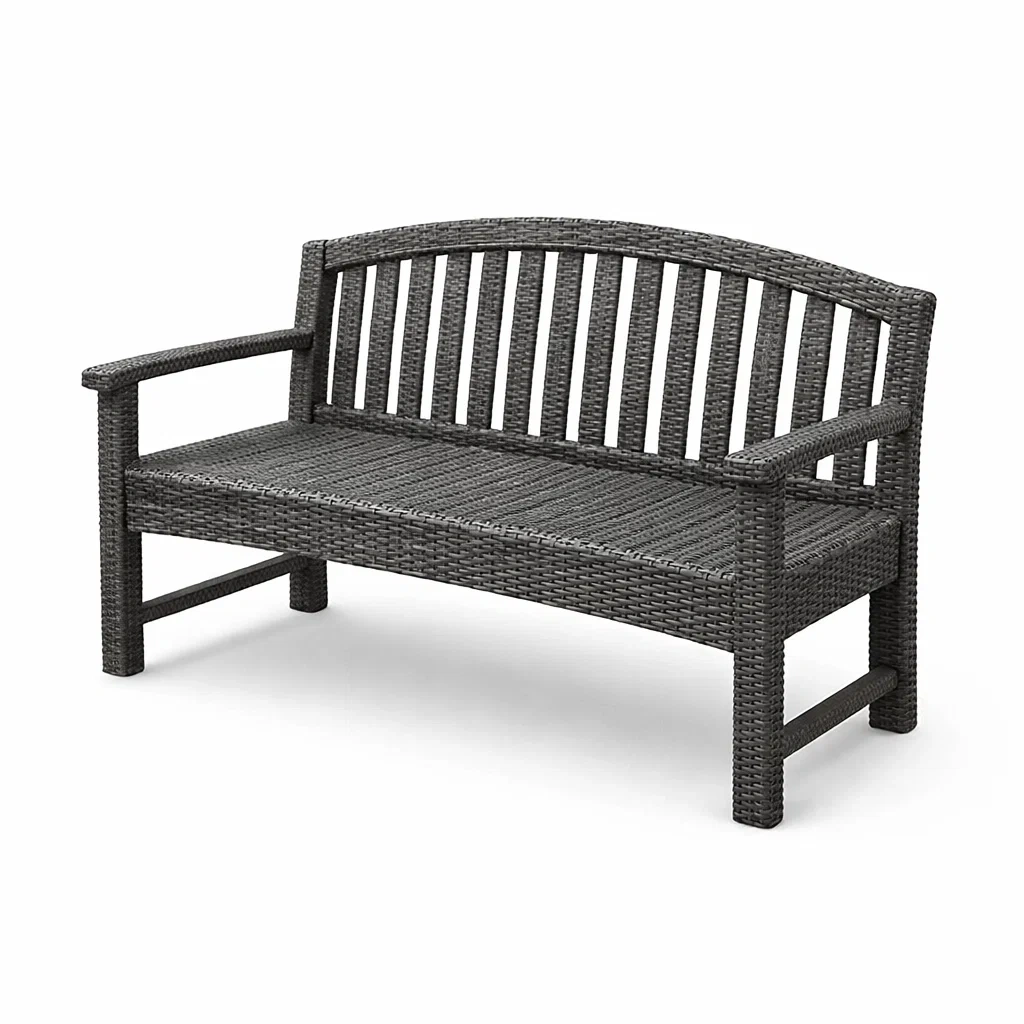 Banc d'extérieur 3 places en résine tressée avec cadre en métal gris-LUXERETREATHOME