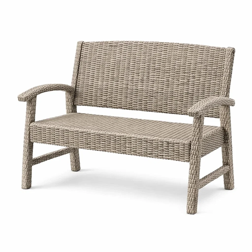 Banc d'extérieur en résine tressée beige 2 places-LUXERETREATHOME