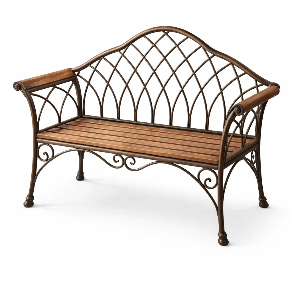 Banc d'extérieur en métal et bois-LUXERETREATHOME