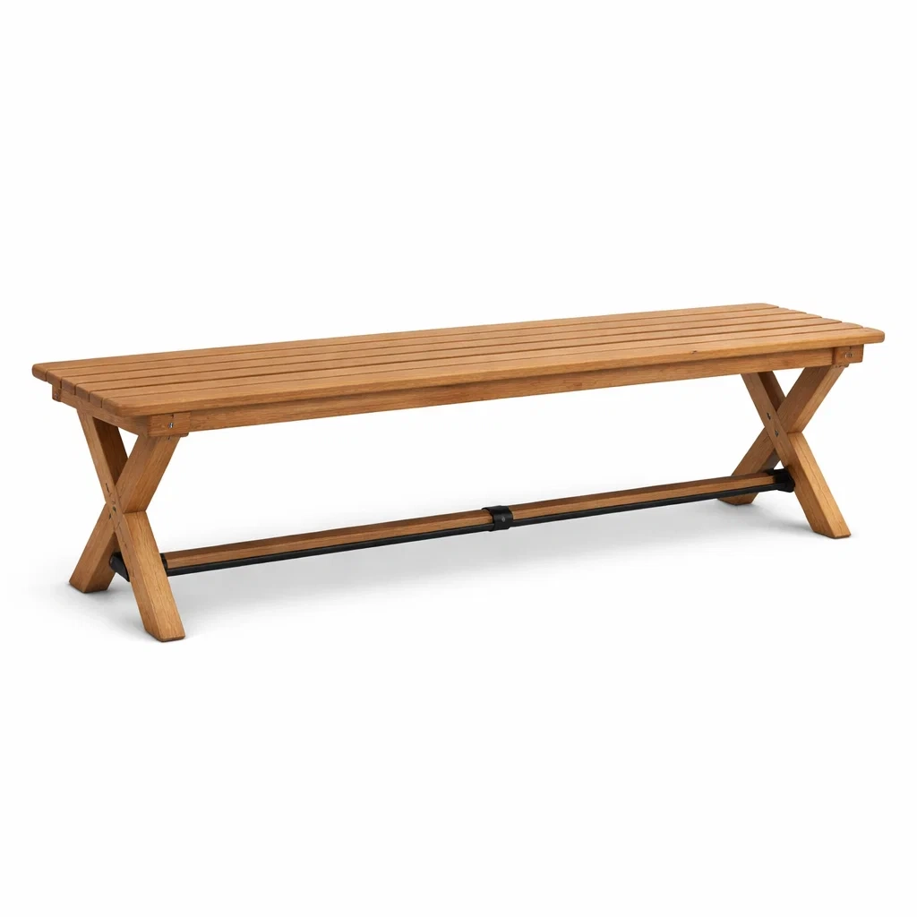 Banc d'extérieur en bois et métal marron-LUXERETREATHOME