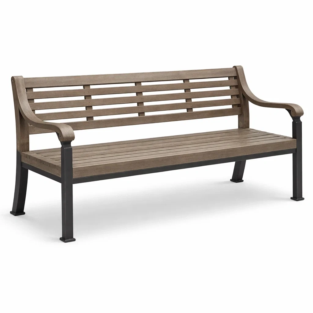 Banc d'extérieur en bois d'acacia et métal-LUXERETREATHOME