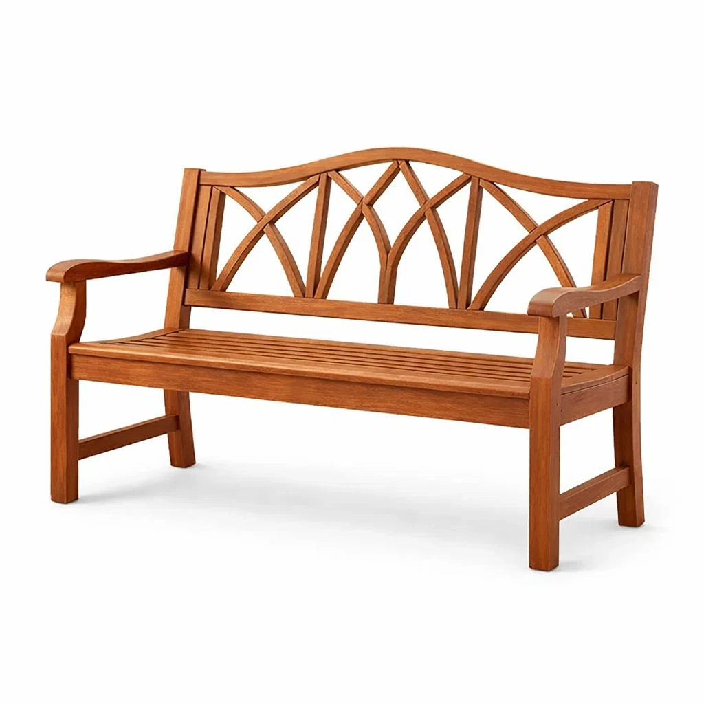 Banc d'extérieur en bois d'eucalyptus marron-LUXERETREATHOME