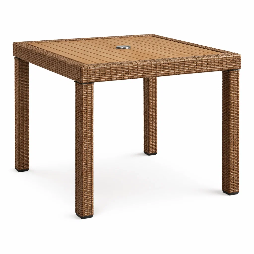 Table à manger d'extérieur carrée en aluminium et résine tressée 90x90x75 cm brun-LUXERETREATHOME