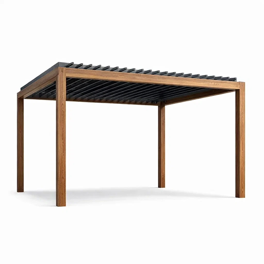 Tonnelle de jardin en bois dur et aluminium-LUXERETREATHOME