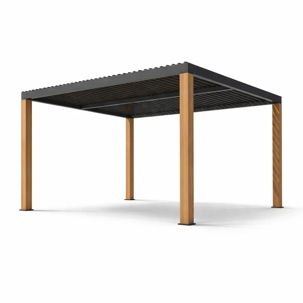 Tonnelle de jardin carrée en métal et bois-LUXERETREATHOME