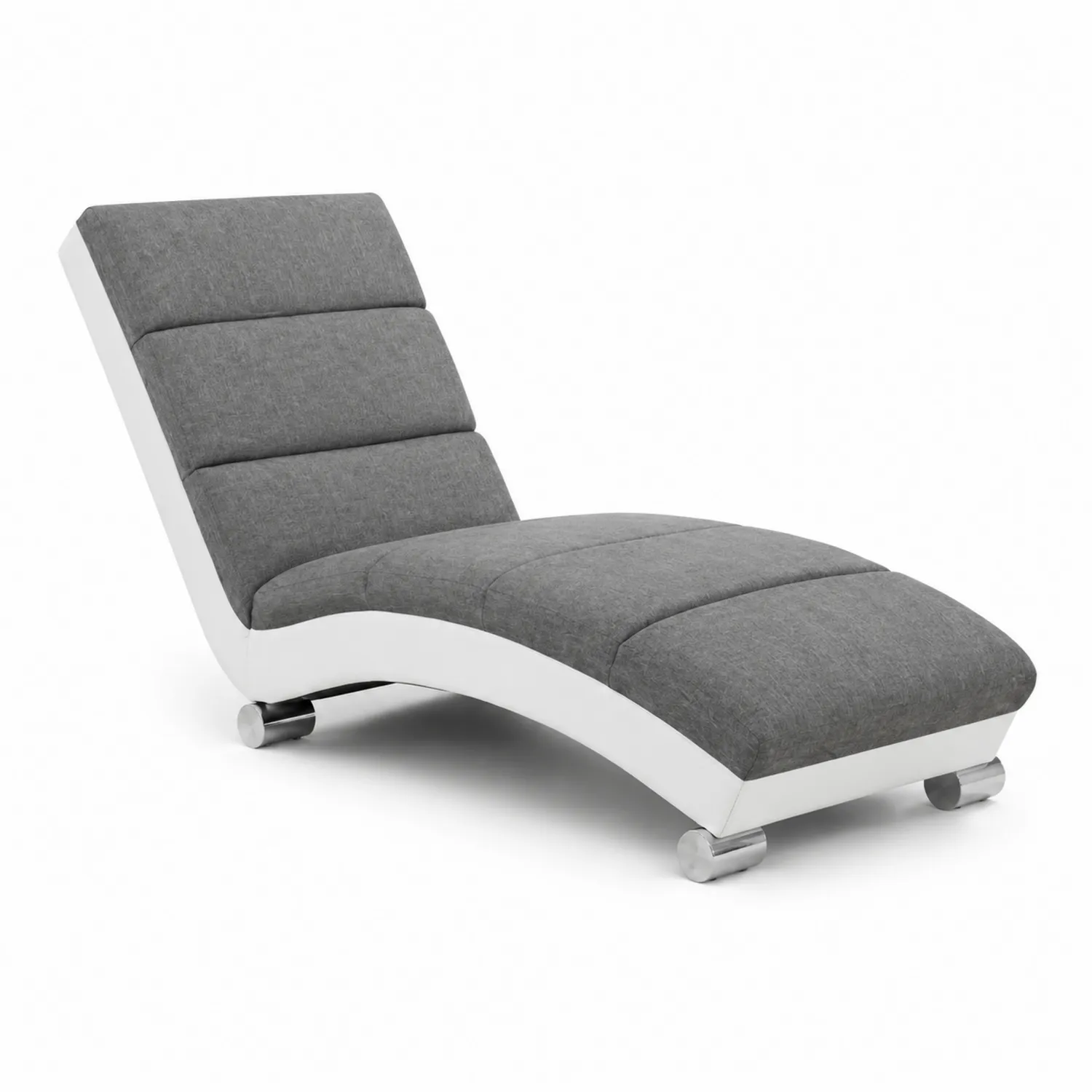 Chaise Longue Tela Gris con Estructura de Metal Blanco-Casixorn