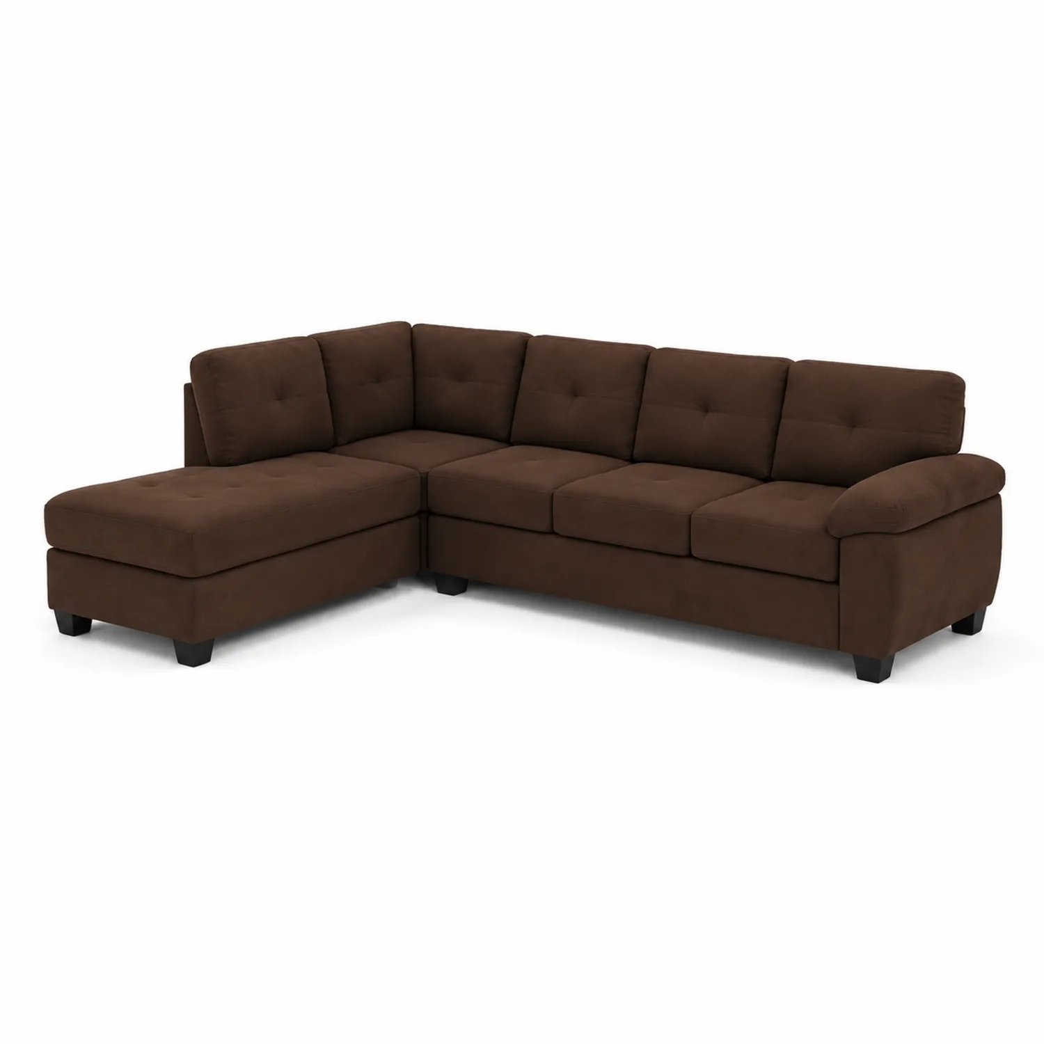 Sofá en L de tela marrón con chaise longue 280x160x90 cm-Casixorn