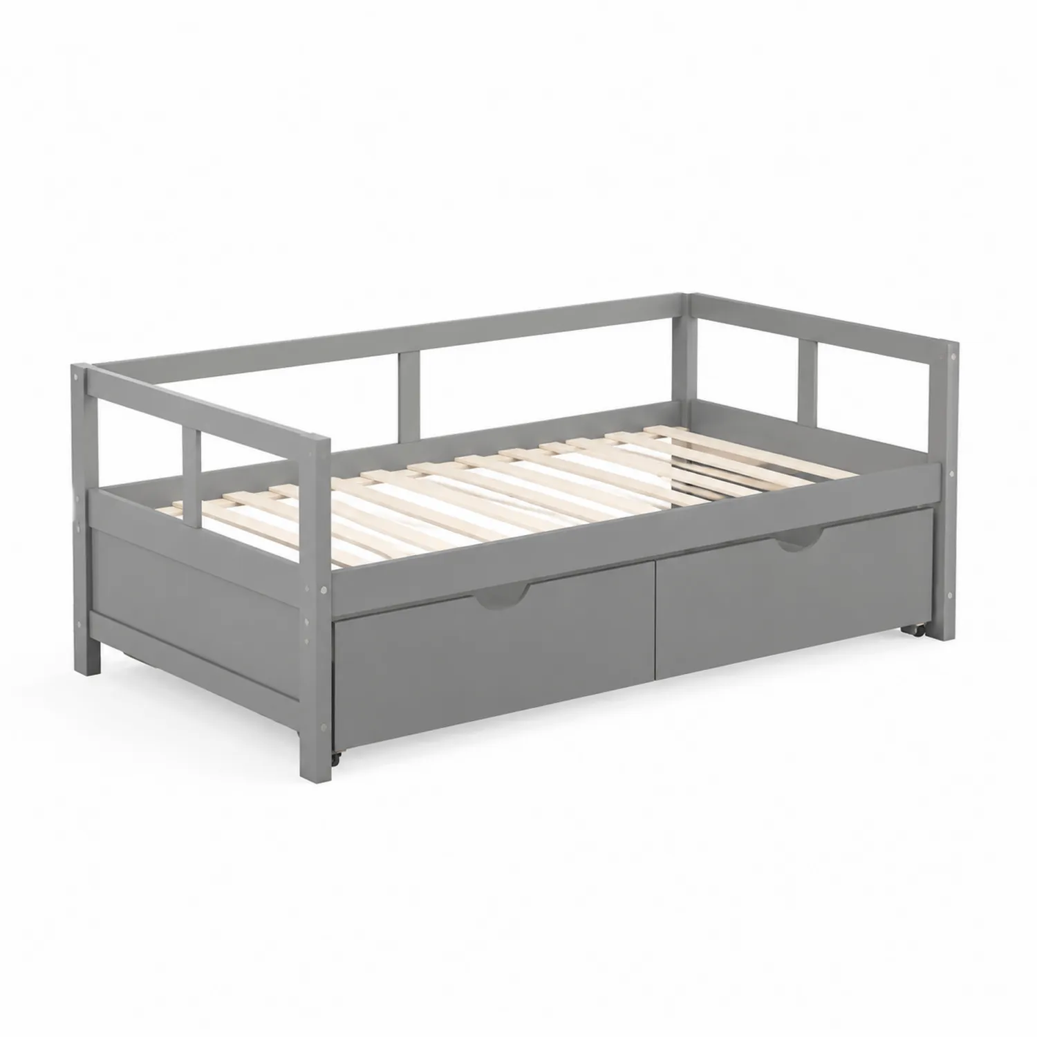 Cama de Madera Gris con Cajones 90x200 cm-Casixorn