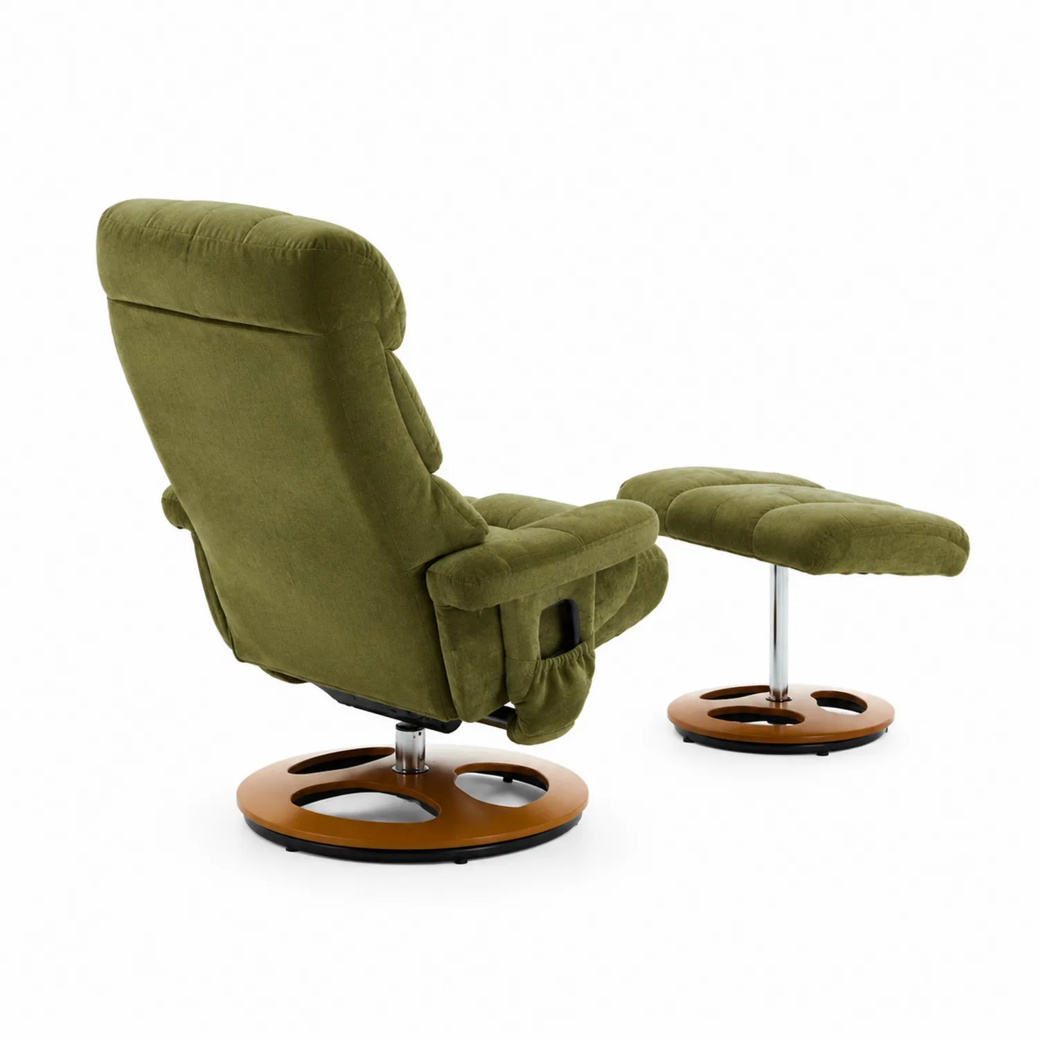 Sillón reclinable de microfibra con reposapiés verde y base de madera-Casixorn