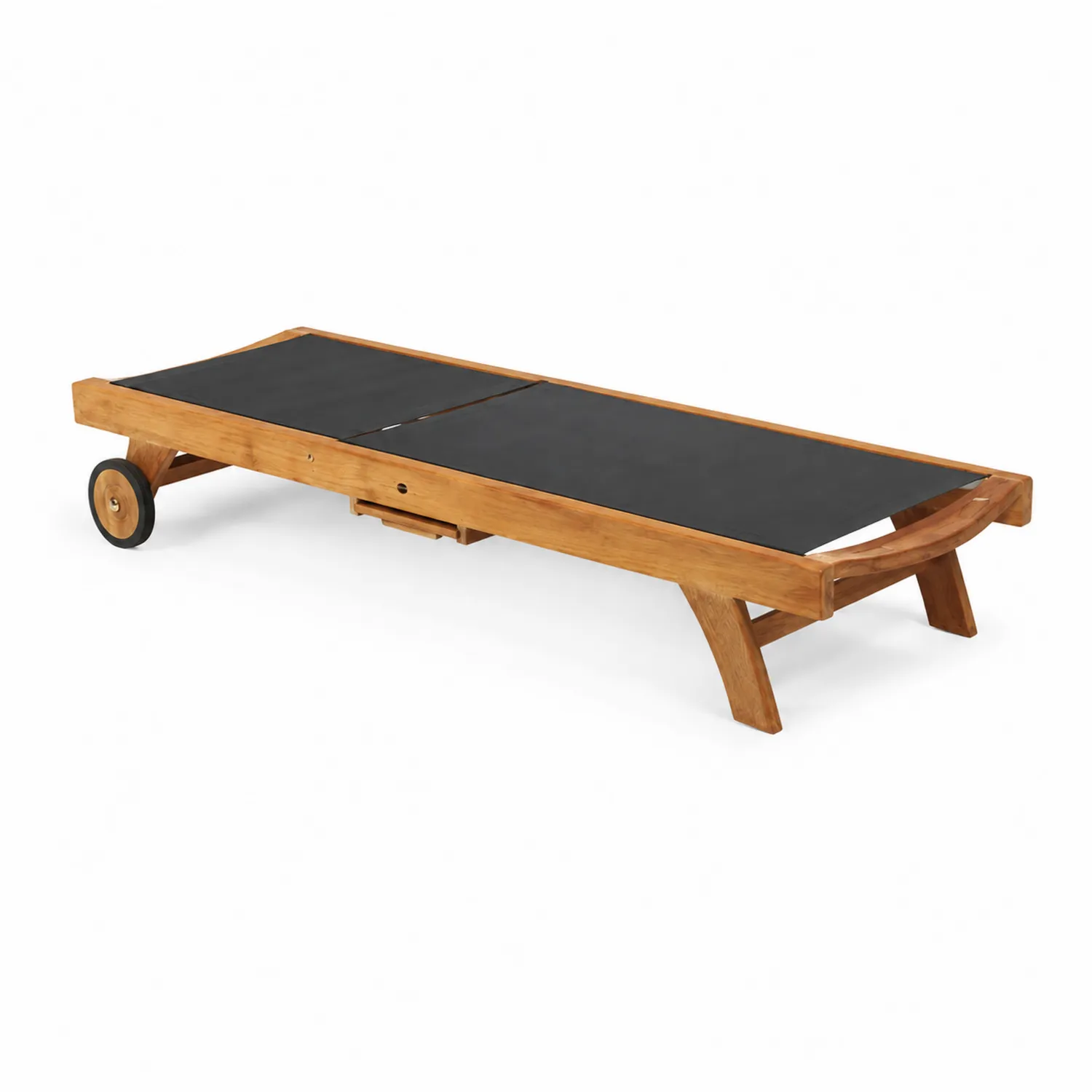 Tumbona de Madera de Acacia y Textilene Negro-Casixorn