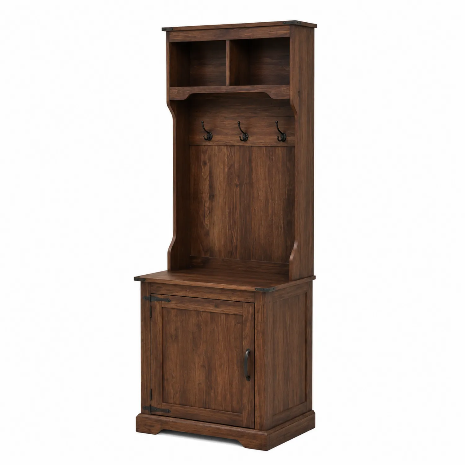 Perchero de Madera Marrón con Almacenamiento 200x70x40 cm-Casixorn