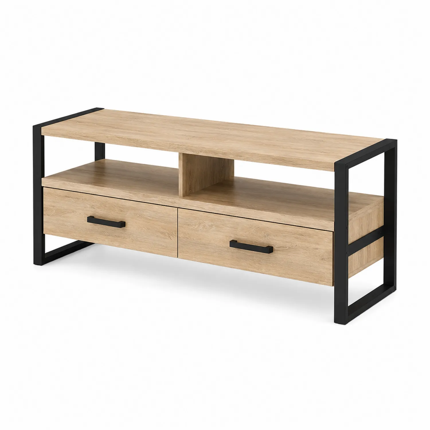 Mesa para TV de Madera y Metal con Cajones y Estantes-Casixorn