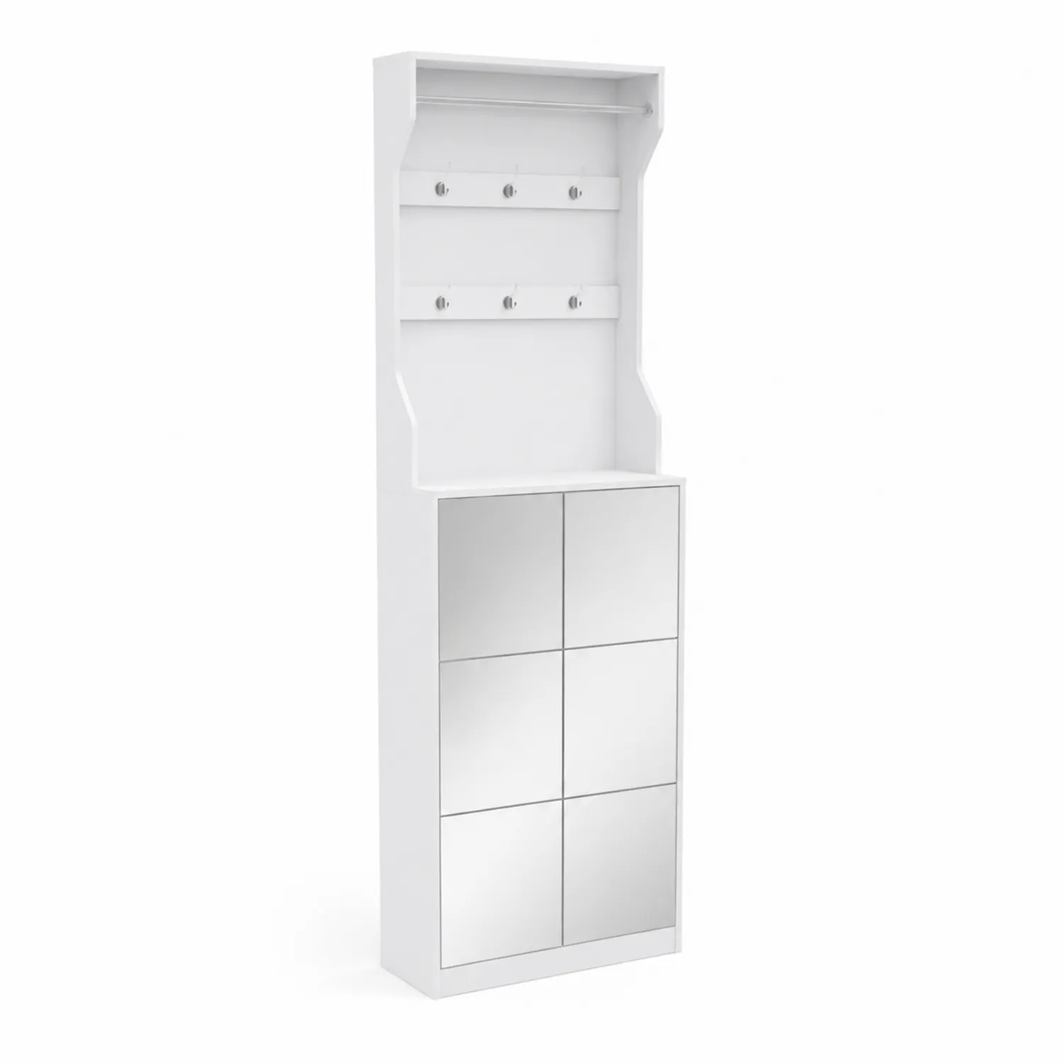 Mueble de entrada con espejo y almacenamiento MDF Blanco-Casixorn