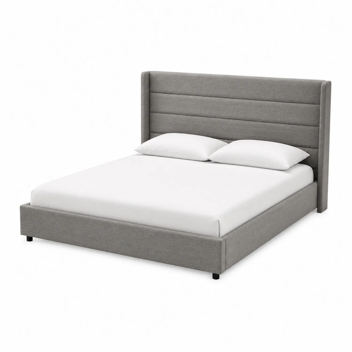 Cama tapizada de tela gris 200x150 cm con cabecero-Casixorn