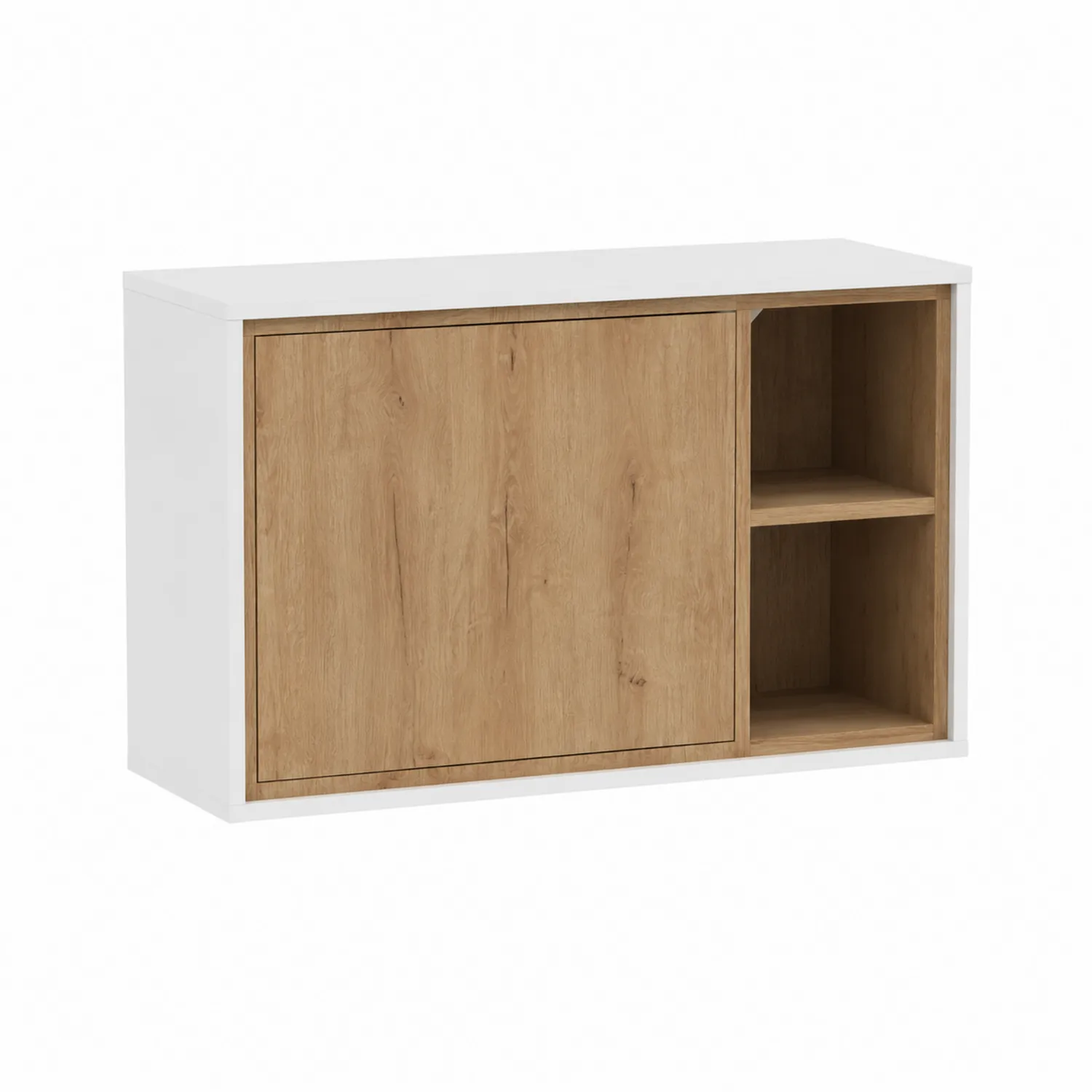 Armario de MDF Blanco y Madera con Puerta Corredera 80x15x50 cm-Casixorn