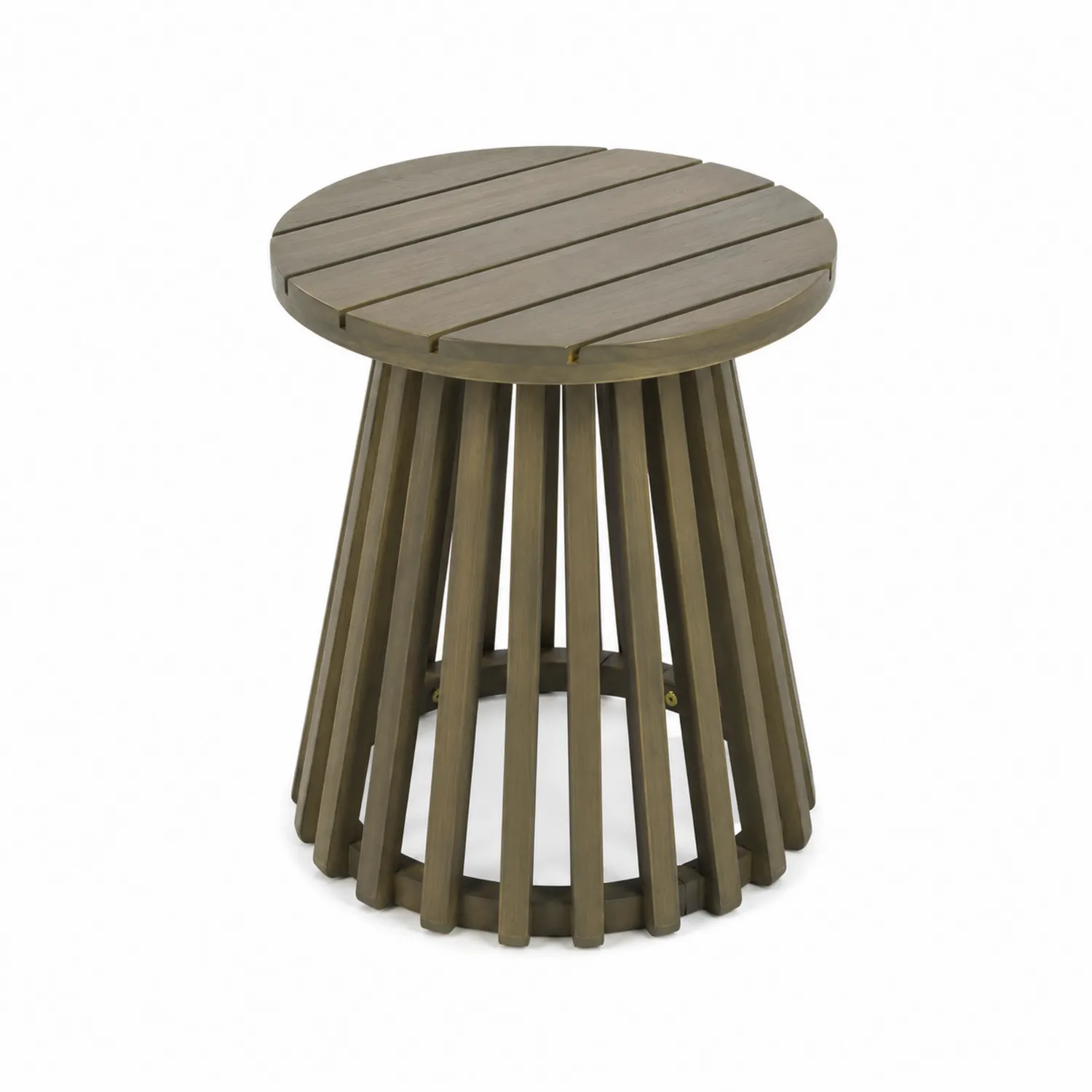 Mesa redonda de madera de eucalipto Marrón-Casixorn