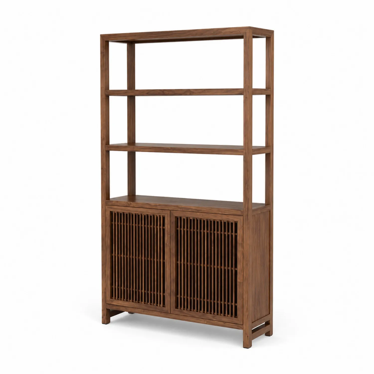 Estantería de Madera Maciza con Puertas de Rejilla-Casixorn