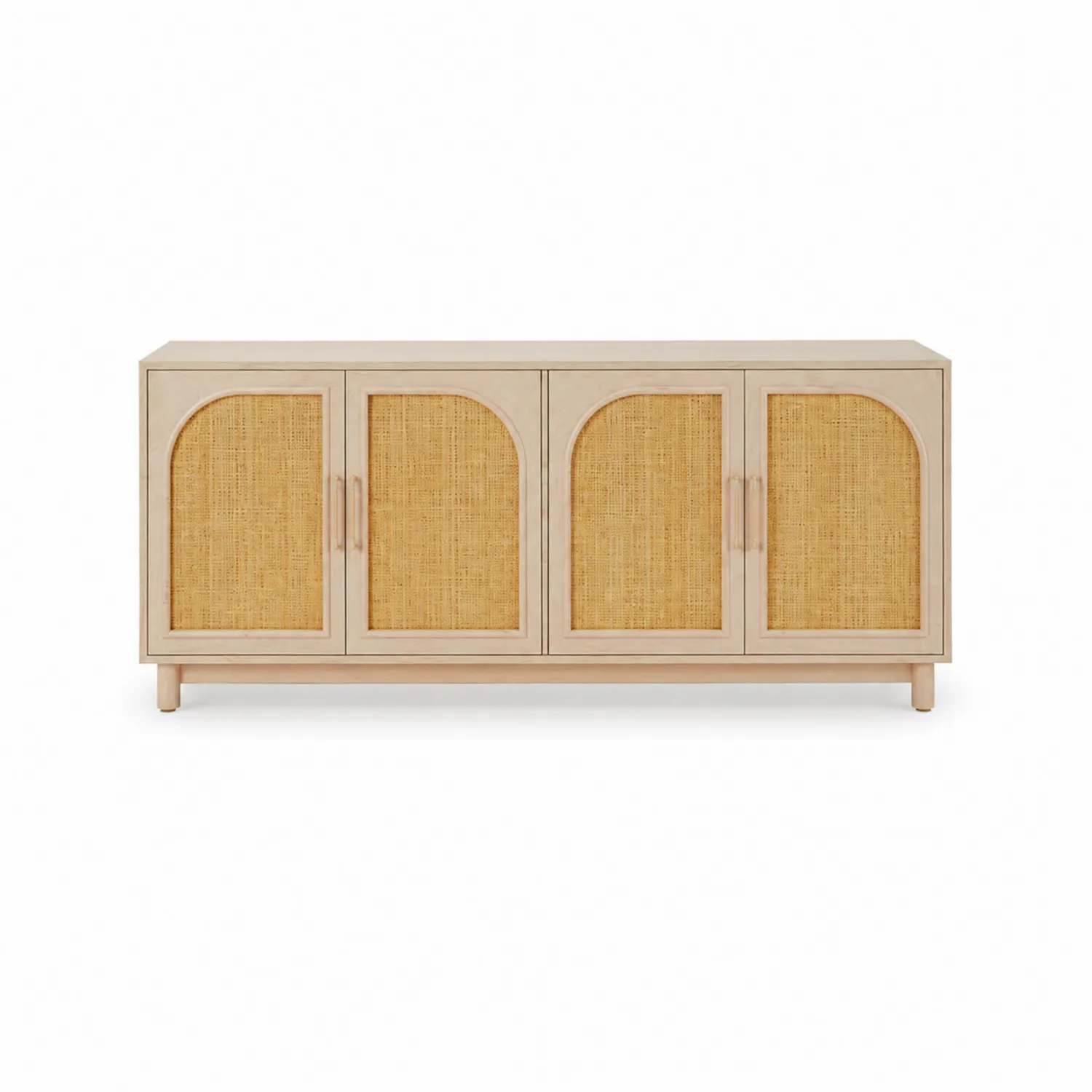 Aparador de Madera Maciza y Ratán Natural Beige-Casixorn