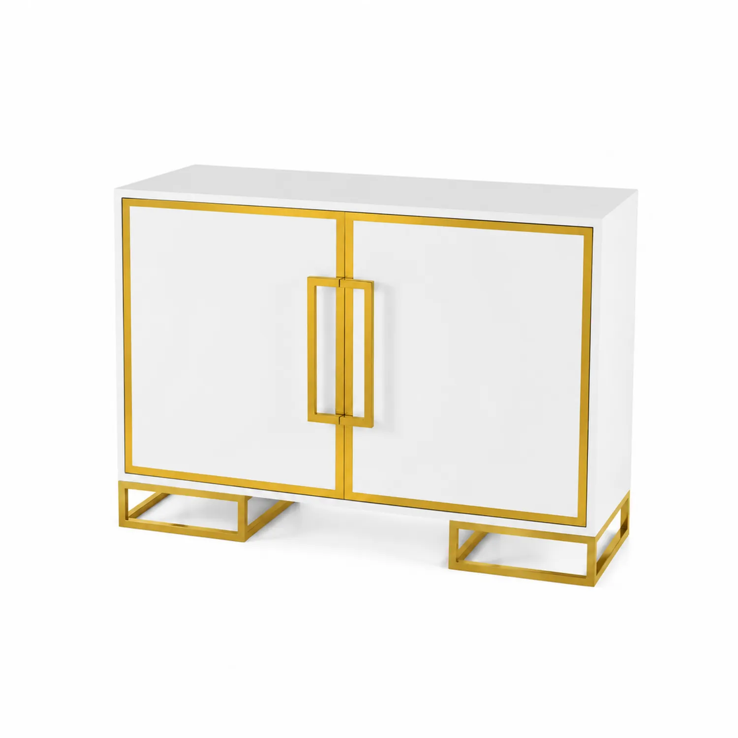 Aparador de MDF y Acero Inoxidable Blanco y Dorado-Casixorn