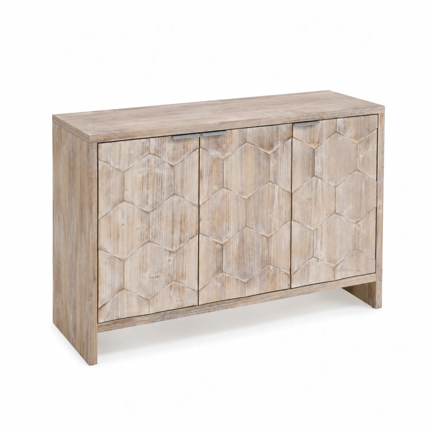 Aparador de madera maciza con puertas geométricas 120x40x75 cm-Casixorn