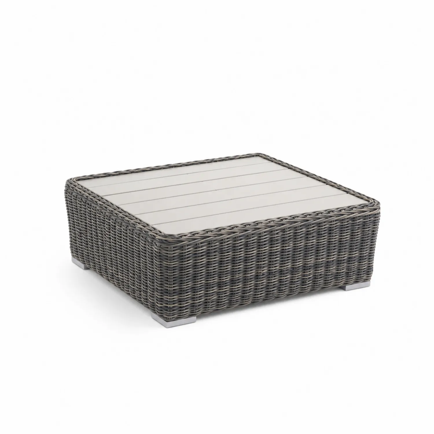 Mesa de café de ratán sintético con superficie de vidrio-Casixorn