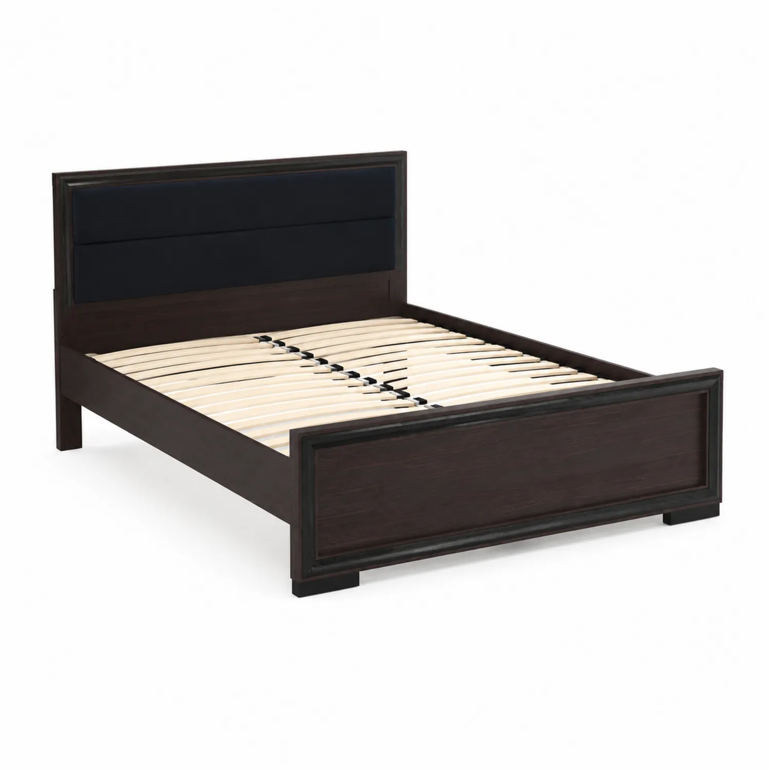 Cama de madera y tela con cabecero tapizado 200x150 cm Marrón y Negro-Casixorn