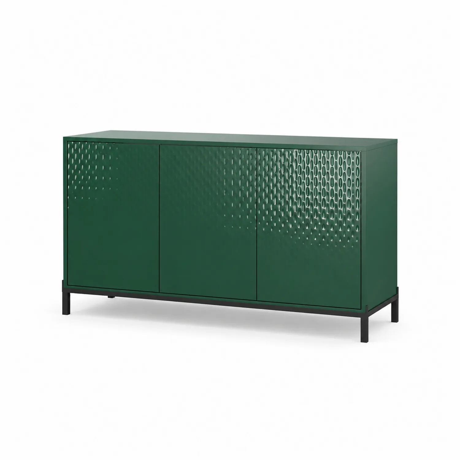 Aparador de metal verde oscuro con puertas perforadas-Casixorn