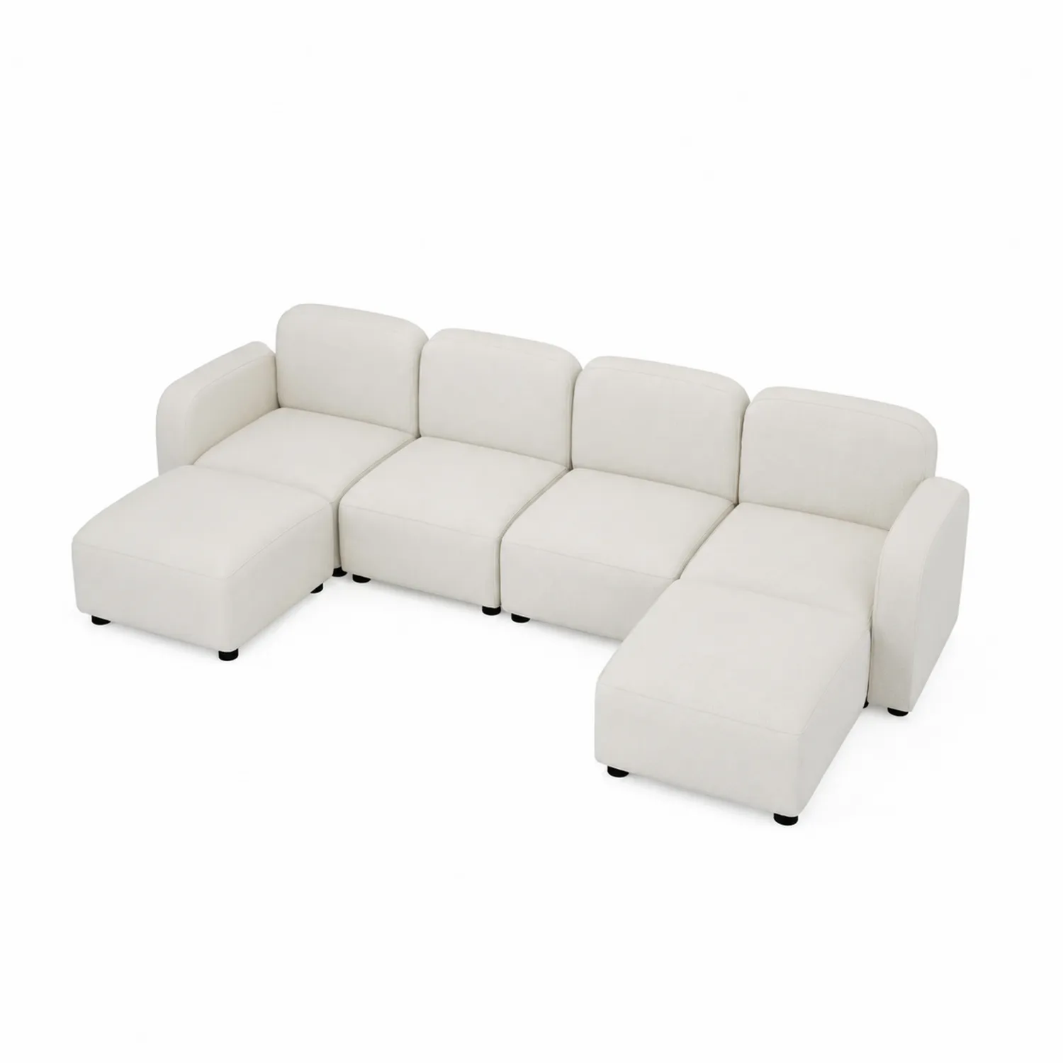 Sofá Modular de Tela de Poliéster Blanco 5 Piezas-Casixorn