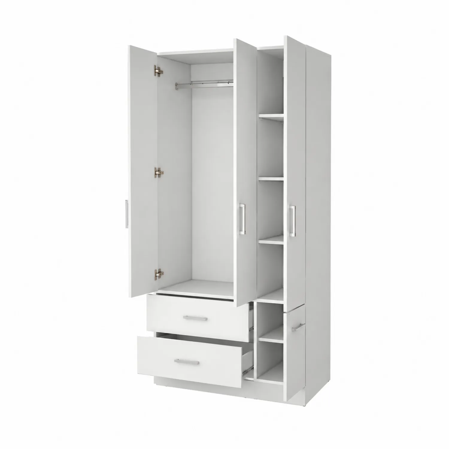 Armario de Madera con Puertas y Cajones Blanco 180x100x60 cm-Casixorn