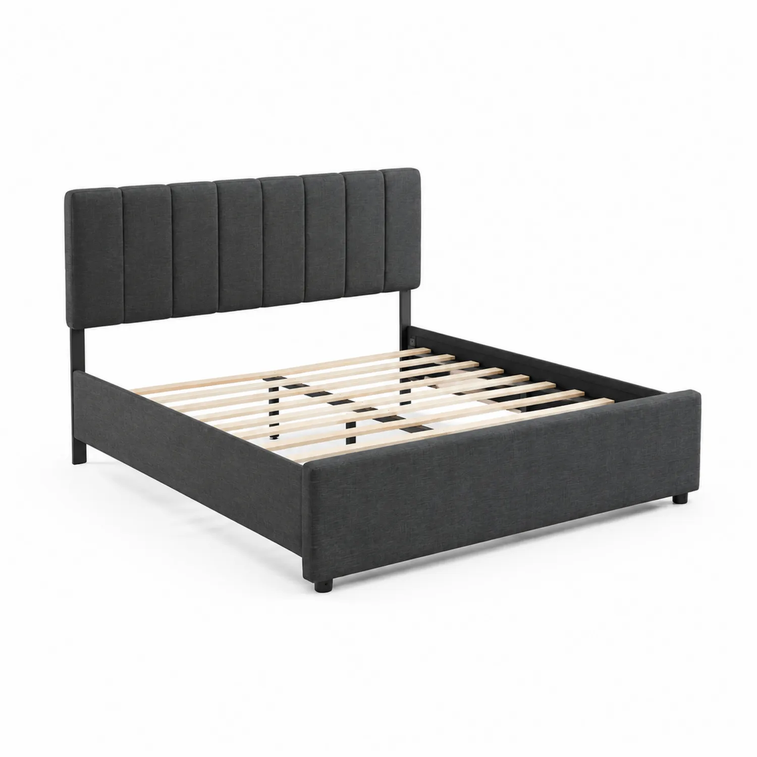 Cama tapizada de tela gris oscuro 200x160 cm-Casixorn