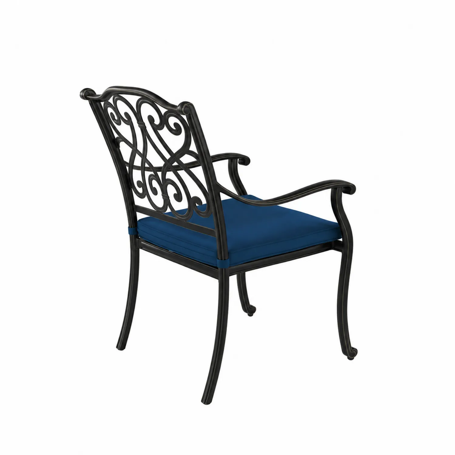 Silla de Metal con Cojín de Tela Azul para Exterior-Casixorn